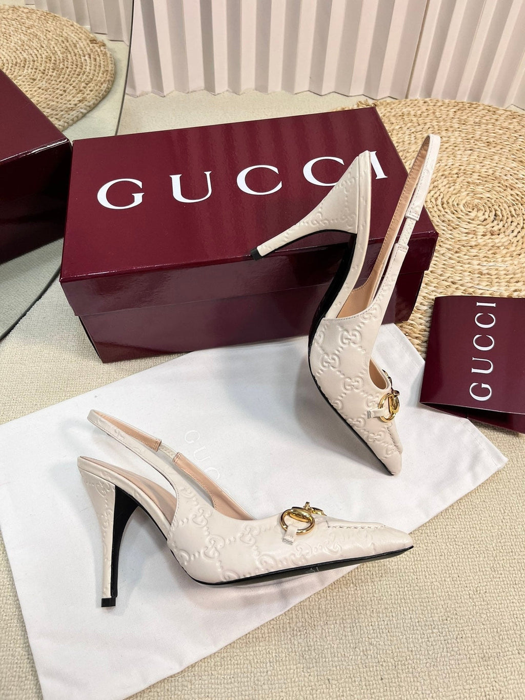GC Horsebit Slingback Pump 100mm Embossed Sheepskin