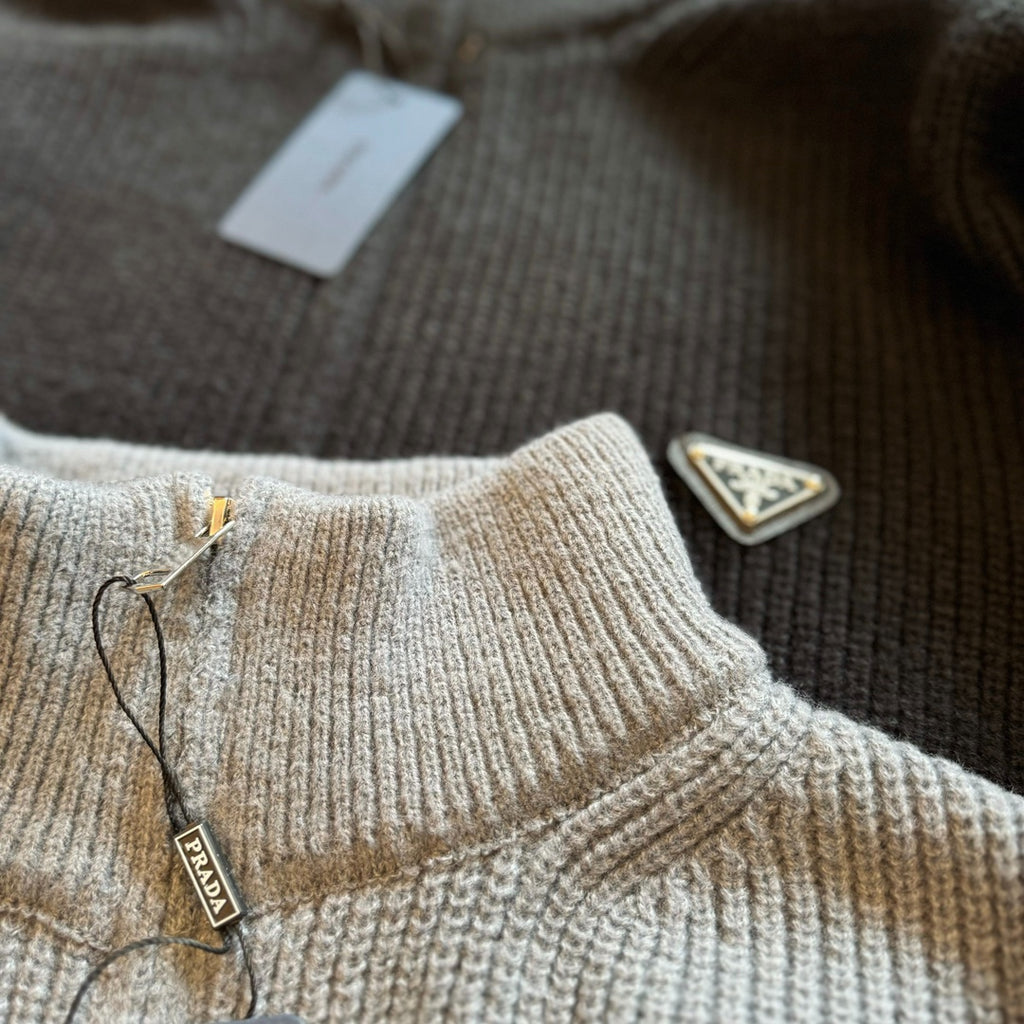 PD Stand collar double zipper knit 1825121805