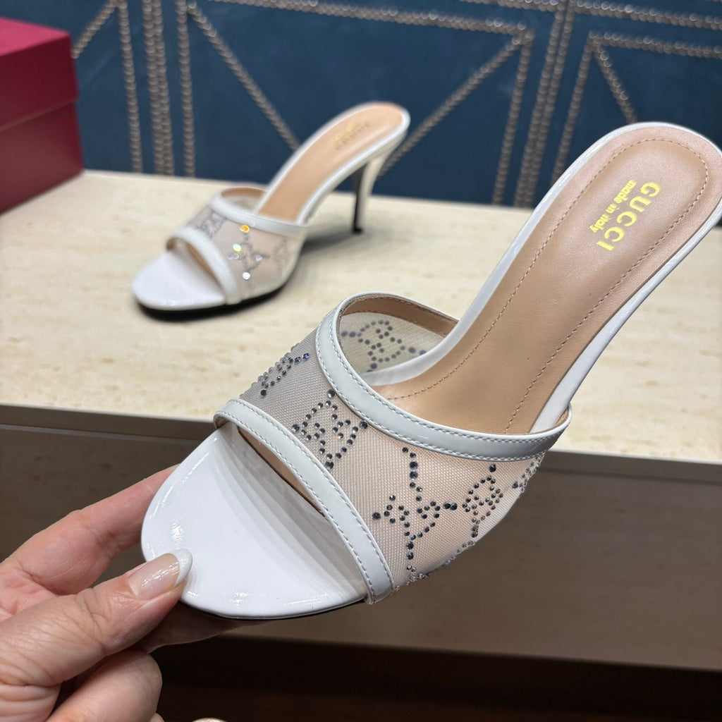 Gi Women's Crystal Slide 8.5cm Sandal Mesh Leather