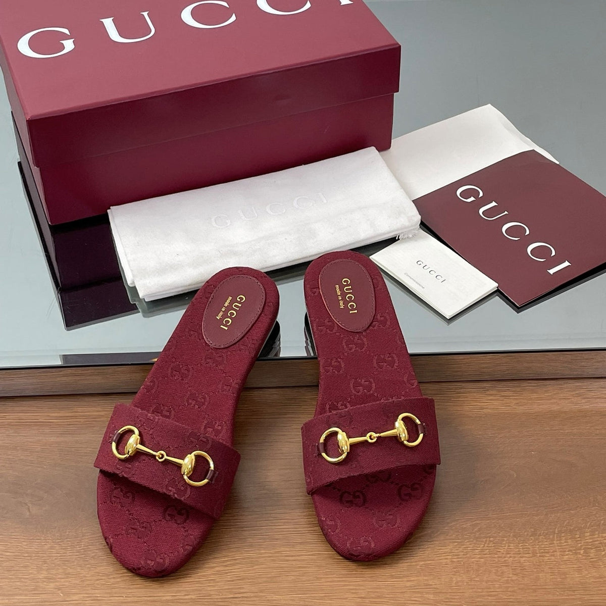 Gi Horsebit Slide Sandals Canvas