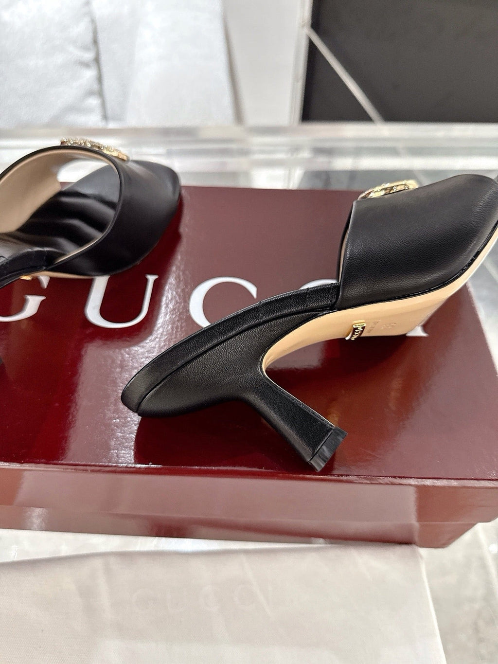 GC 2025 Double G High Heel Sandals Sheepskin