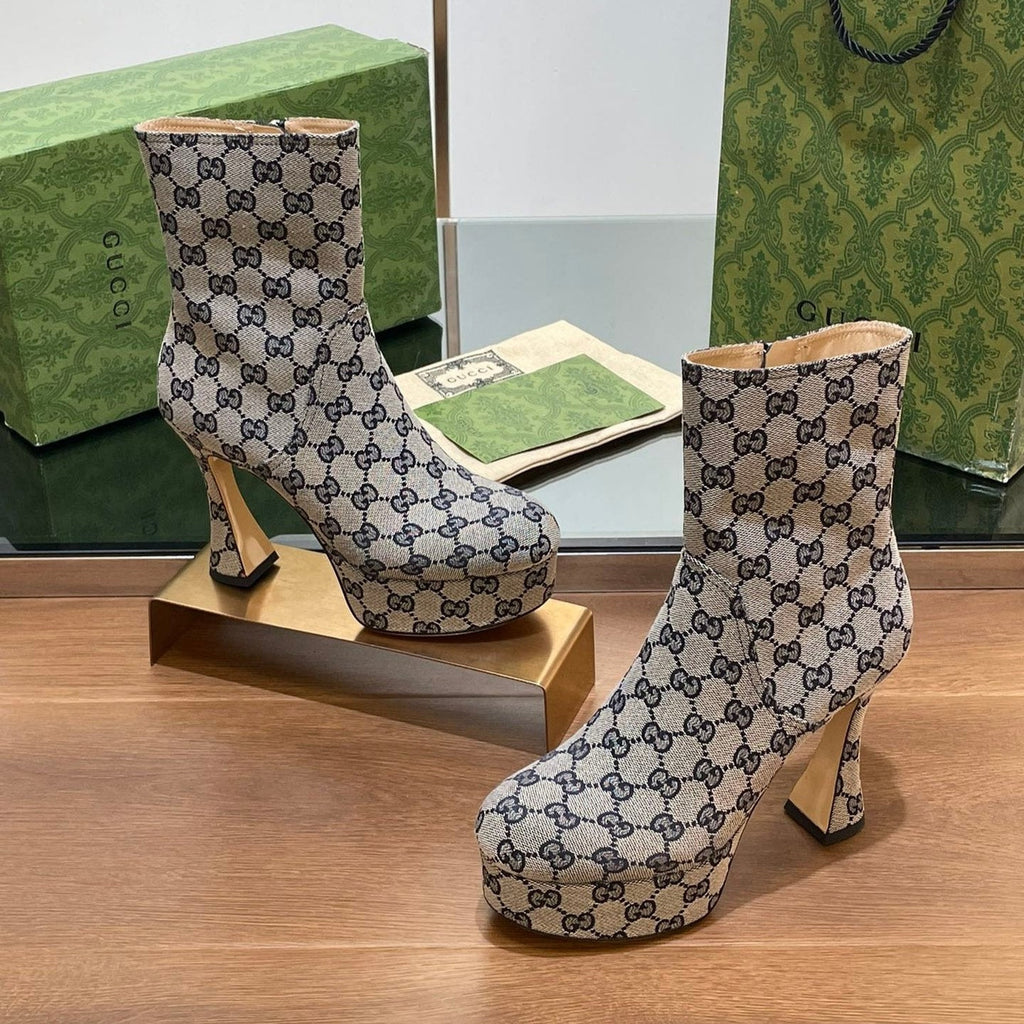 Gi SHORT BOOTS 11.5 CM IN MONOGRAM JACQUARD FABRIC