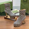 Gi SHORT BOOTS 11.5 CM IN MONOGRAM JACQUARD FABRIC