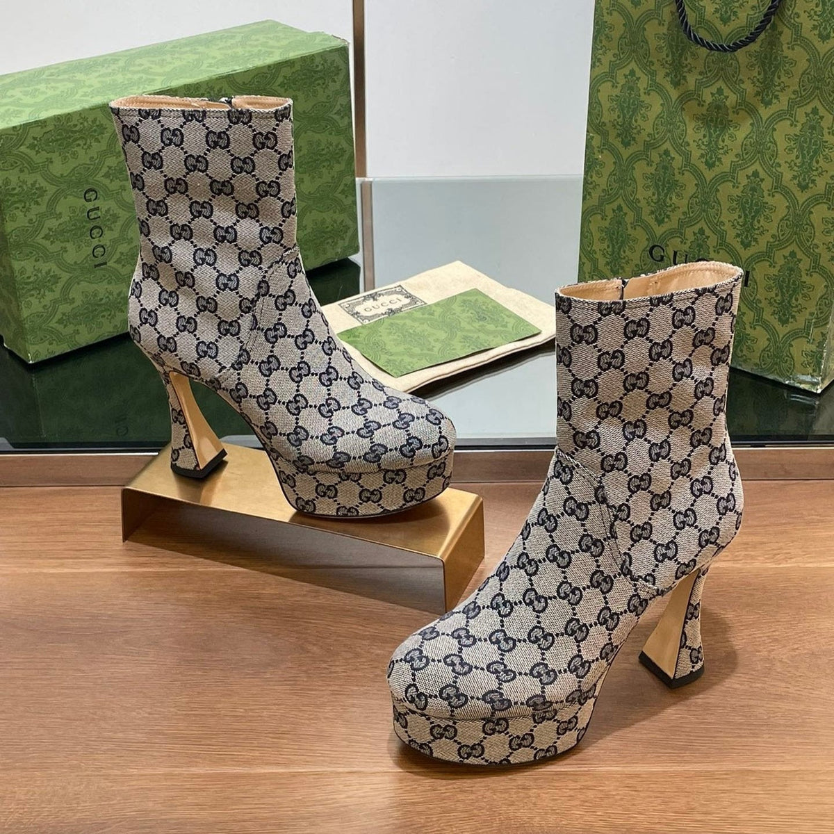 Gi SHORT BOOTS 11.5 CM IN MONOGRAM JACQUARD FABRIC