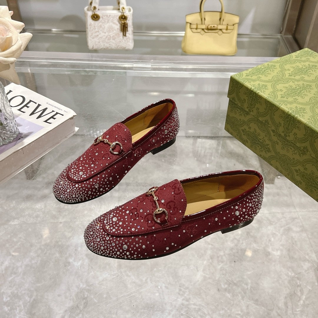 Horsebit Jordaan Loafer Canvas Crystal-Embellished