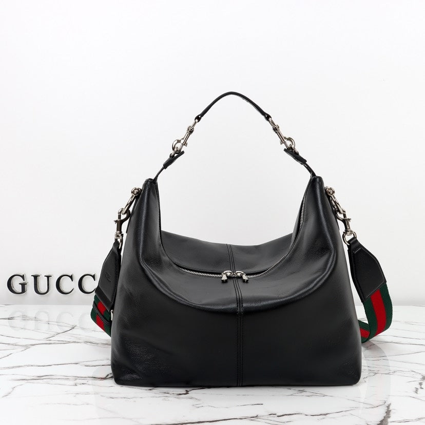 Gi Brera Large Crossbody Bag Black Lambskin (45/33cm)