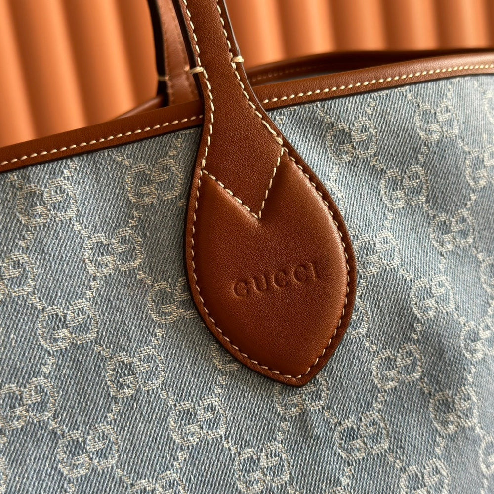 Gi Totissima 30.5cm Tote Bag Denim Leather