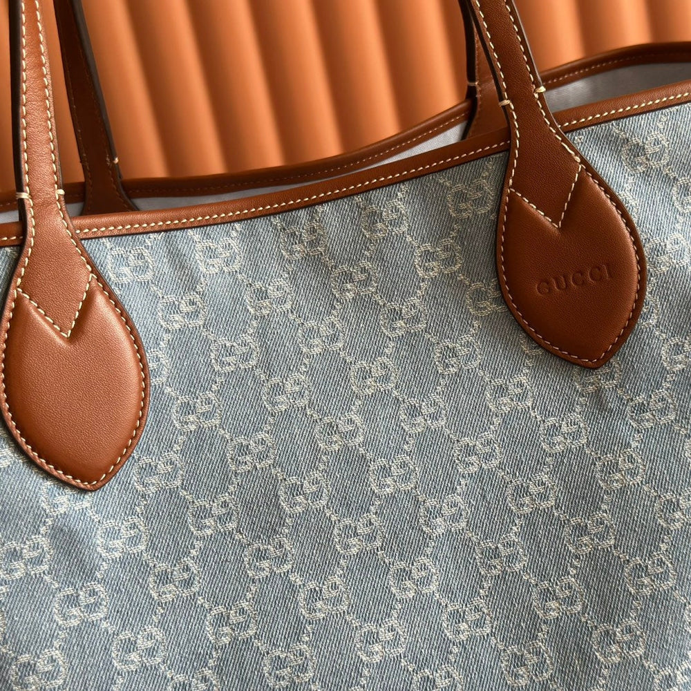 Gi Totissima 30.5cm Tote Bag Denim Leather
