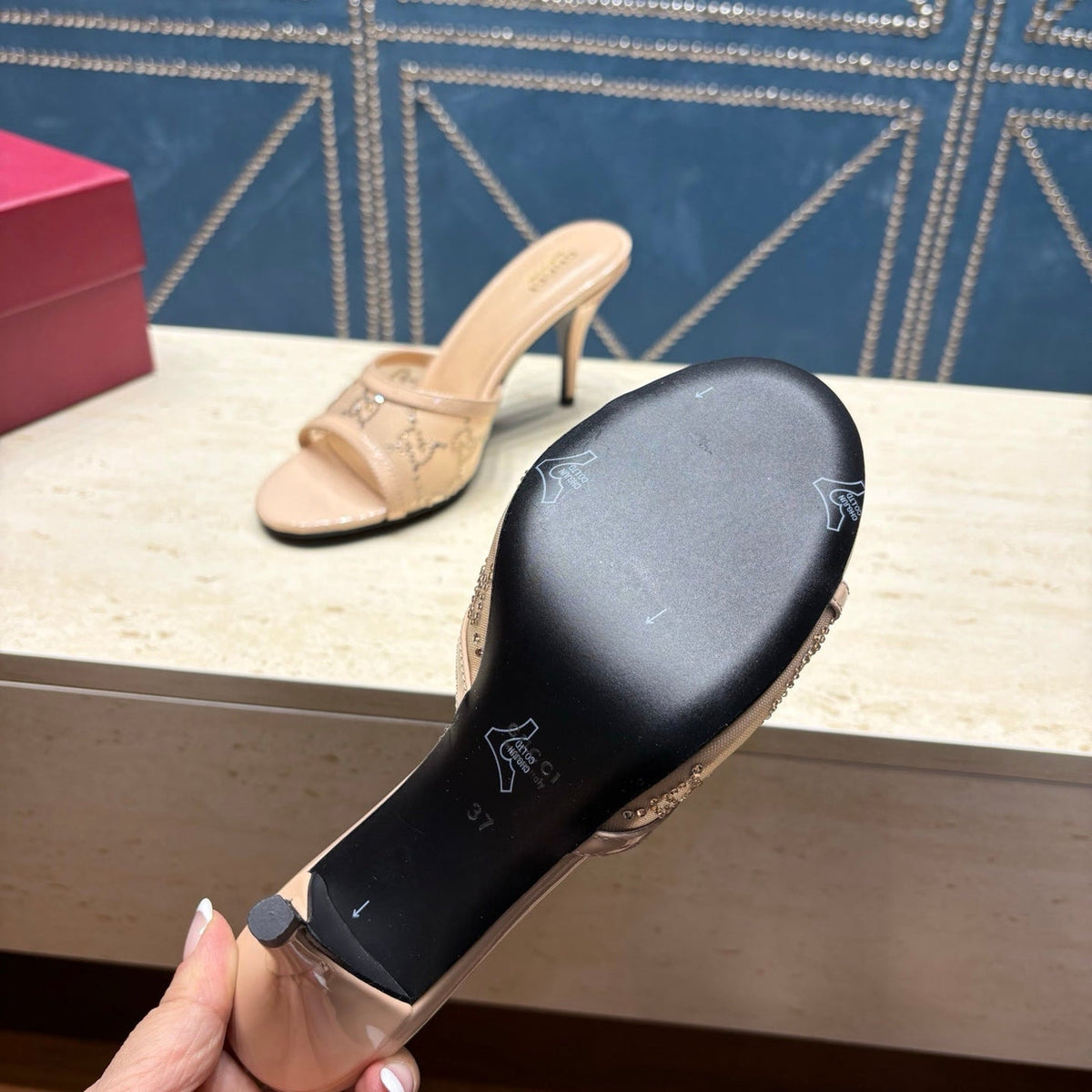 Gi Women's Crystal Slide 8.5cm Sandal Mesh Leather