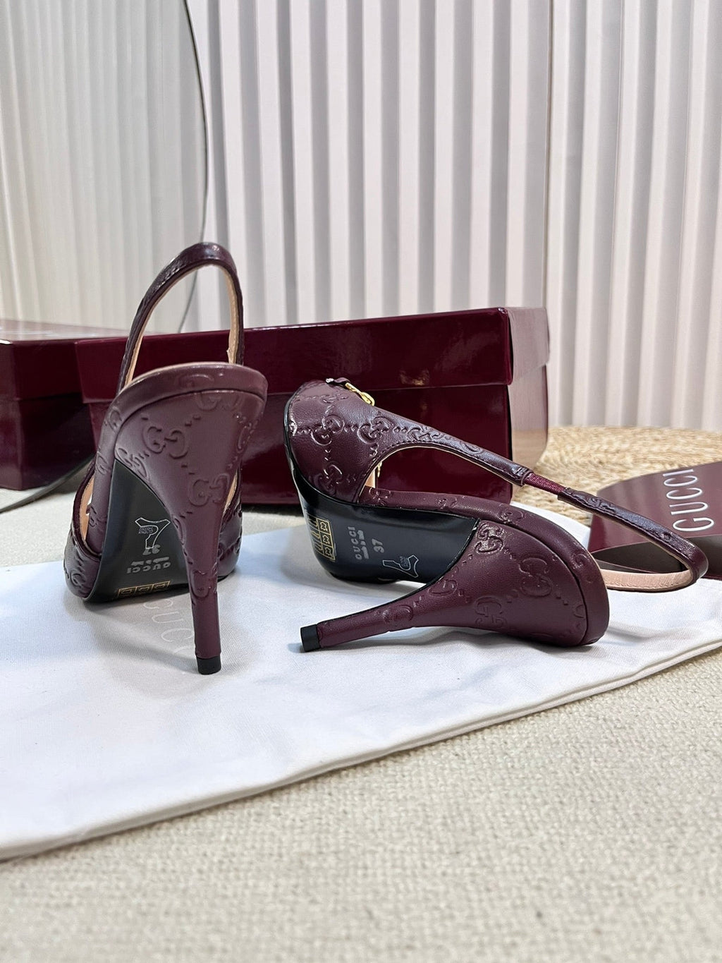 GC Horsebit Slingback Pump 100mm Embossed Sheepskin
