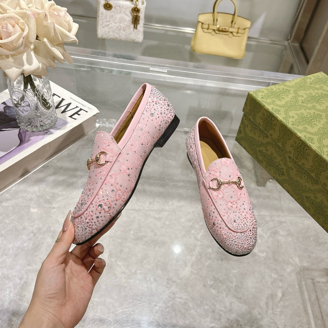 Horsebit Jordaan Loafer Canvas Crystal-Embellished