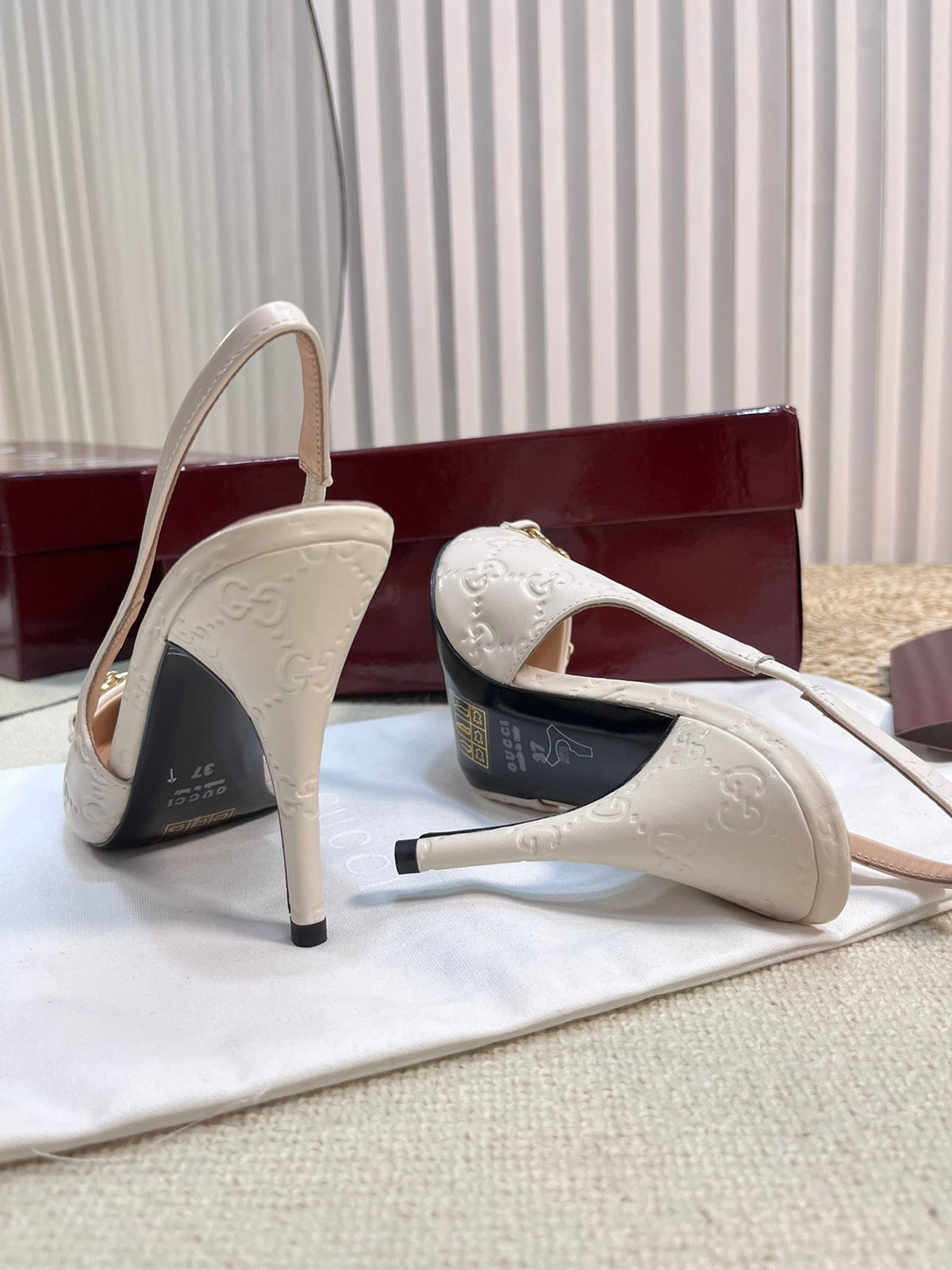 GC Horsebit Slingback Pump 100mm Embossed Sheepskin