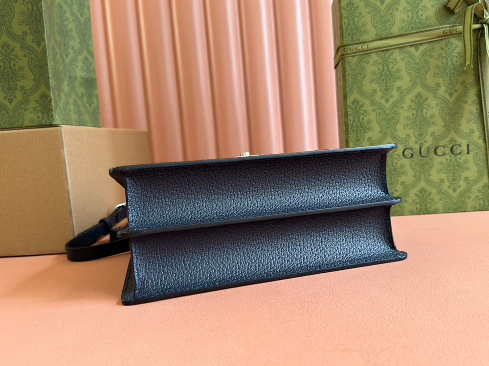 Gi Ophidia 25cm Bag Ebony Canvas Leather