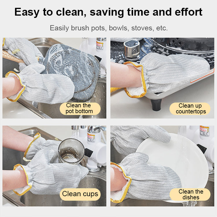 Waterproof and oil-proof dishwashing steel wool gloves