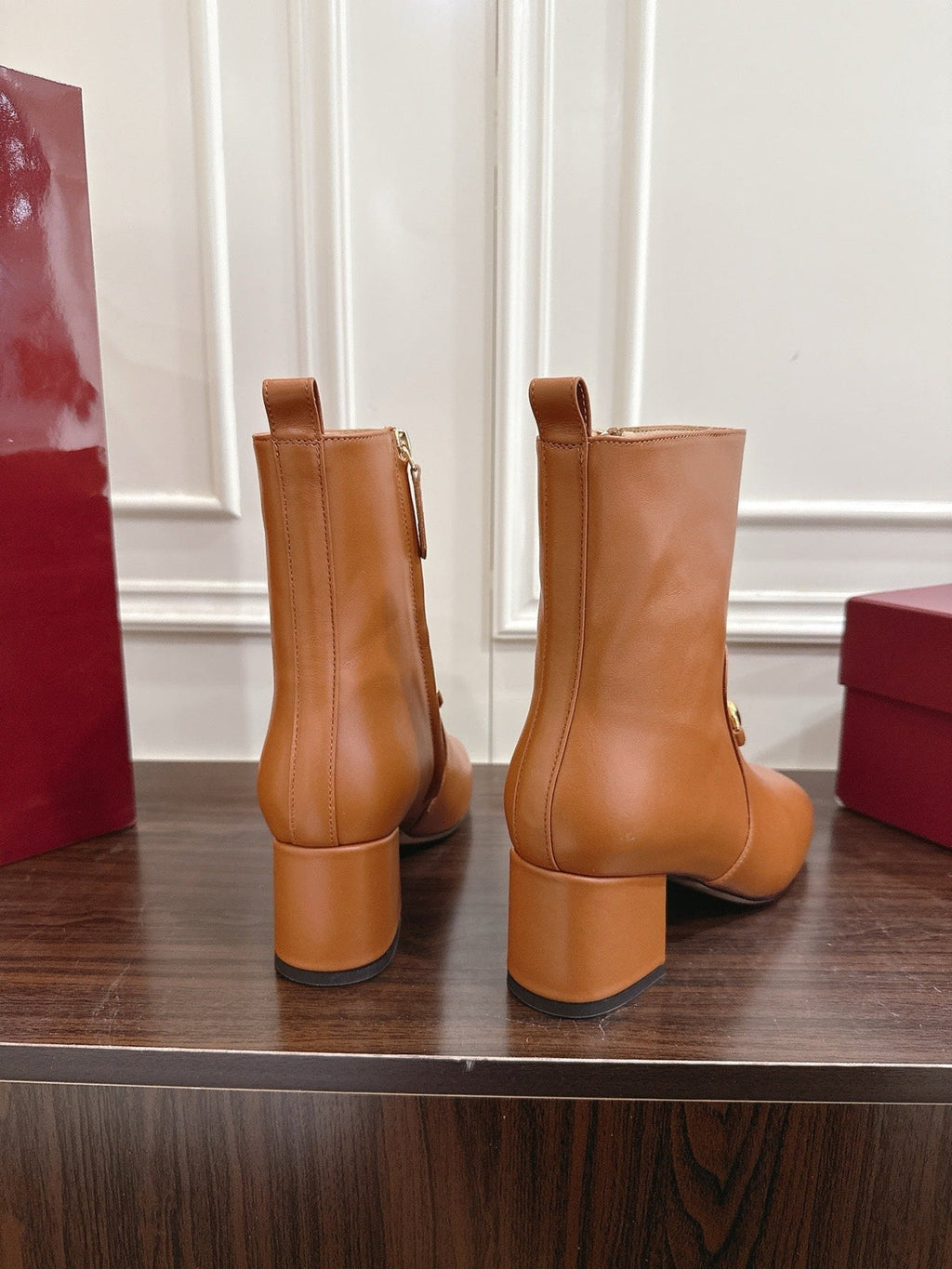 Gi Horsebit Chunky Heel Ankle Boots With Calfskin