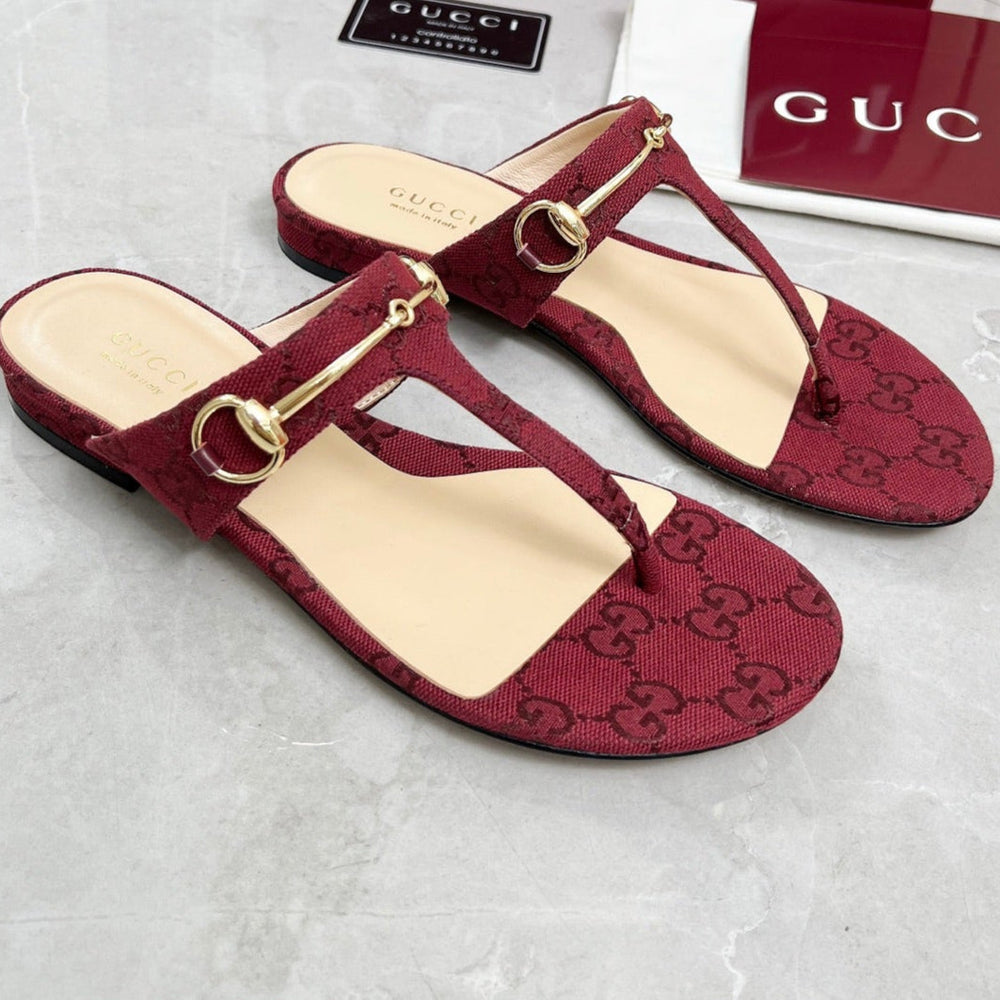 GC Horsebit Thong Sandals Canvas Leather