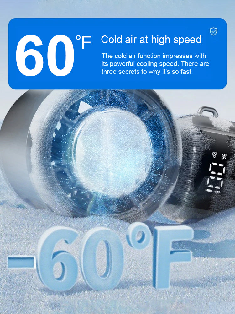 Experience sweat control in just three seconds and feel enveloped by an icy breeze in ten seconds. 🌟 Equipped with the same brushless motor technology used by NASA, enjoy the comfort of a personal air conditioner no matter where you are. 🌟