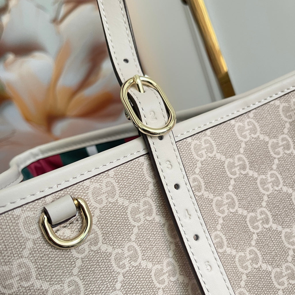Gi Emblem Maxi Tote Bag Beige Monogram Coated Fabric