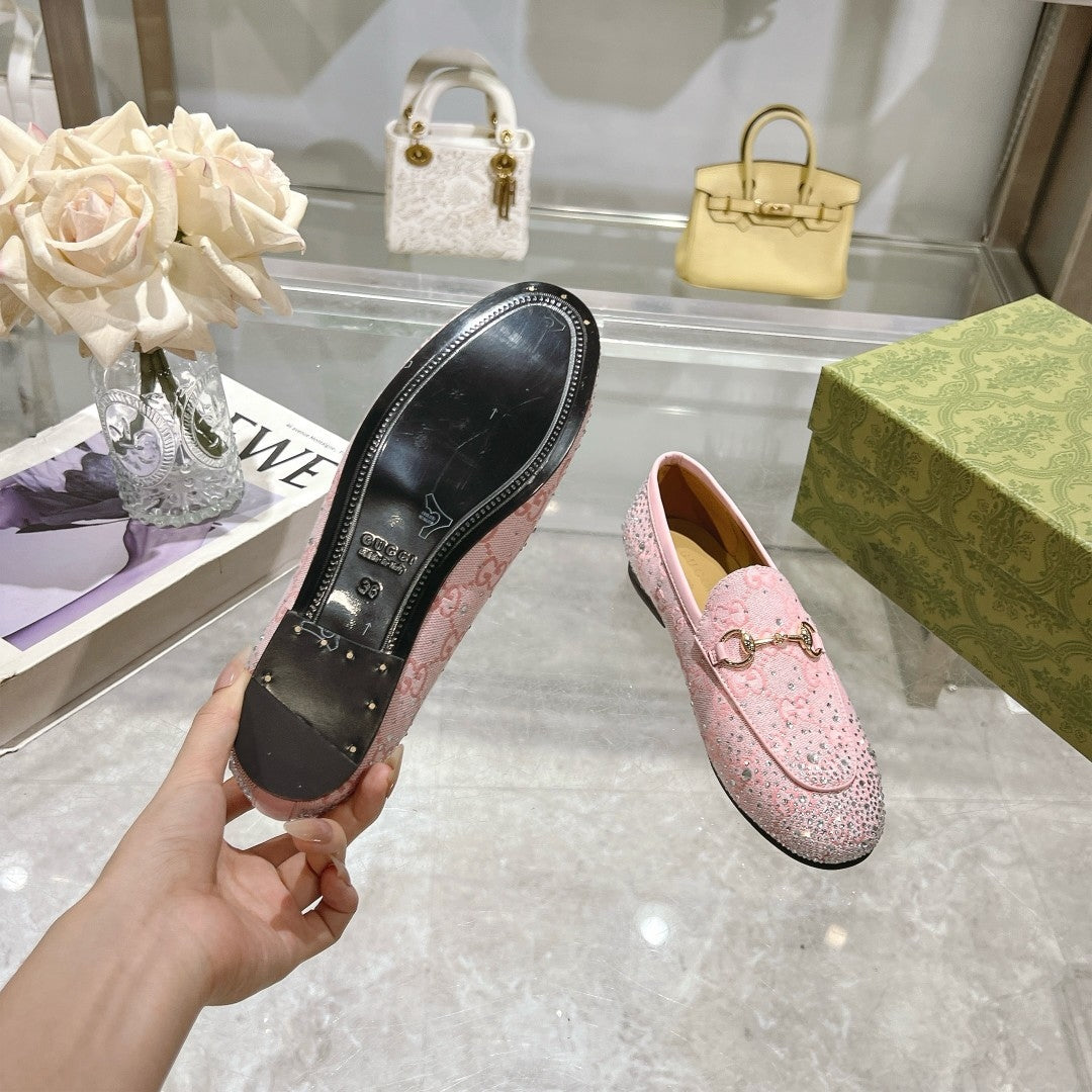 Horsebit Jordaan Loafer Canvas Crystal-Embellished