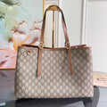 Gi Emblem Maxi Tote Bag Beige Monogram Coated Fabric