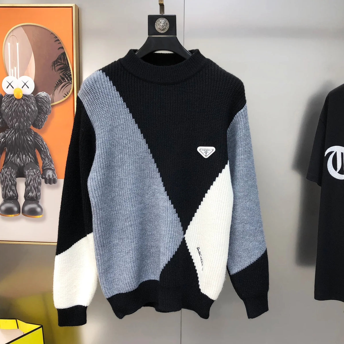 Men's crew neck knitted wool sweater 1426011209