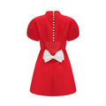 Anna red petal-sleeve cut-out bow mini dress