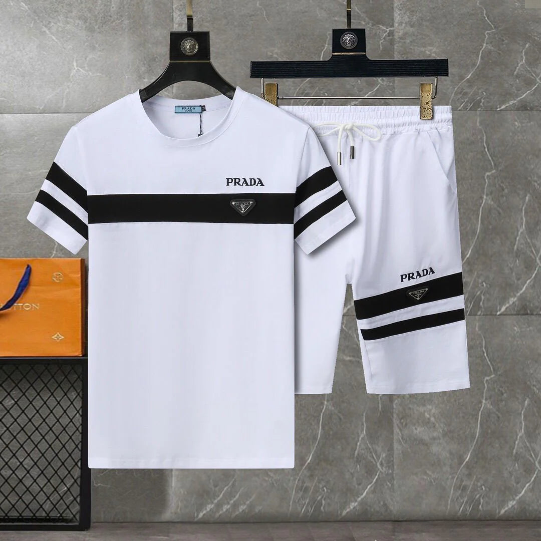 New Men's Trendy Suit Round Neck T-shirt Suit 1024070108
