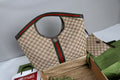 Gi Giglio Large Tote Bag Beige and Red Denim