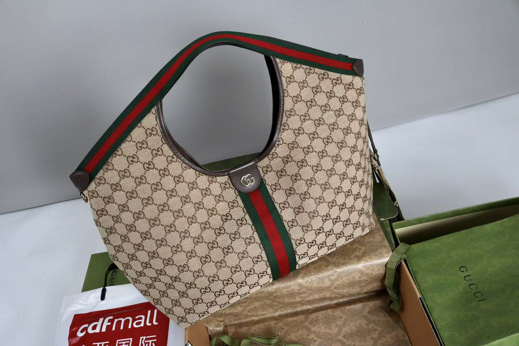 Gi Giglio Large Tote Bag Beige and Red Denim