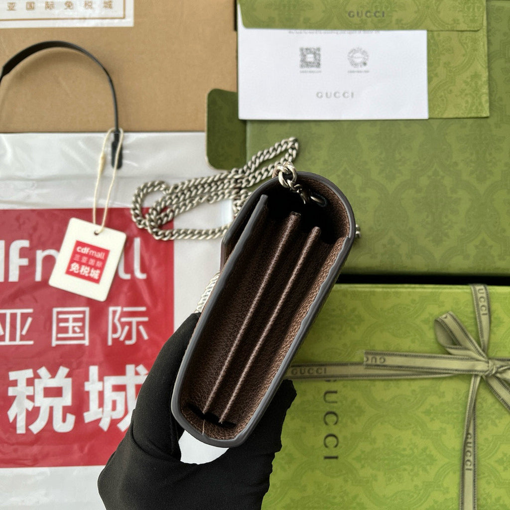 Gi Jumbo Dionysus Wallet On Chain Brown Canvas and GG Original Leather