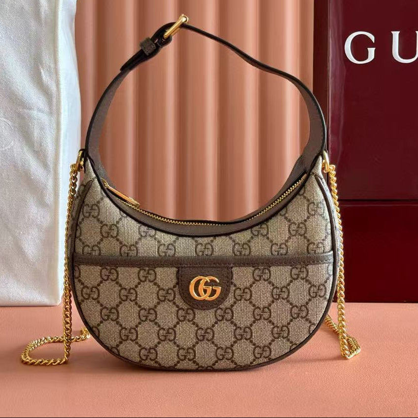 Gi Ophidia 20cm Bag Ebony mix Beige Canvas Leather