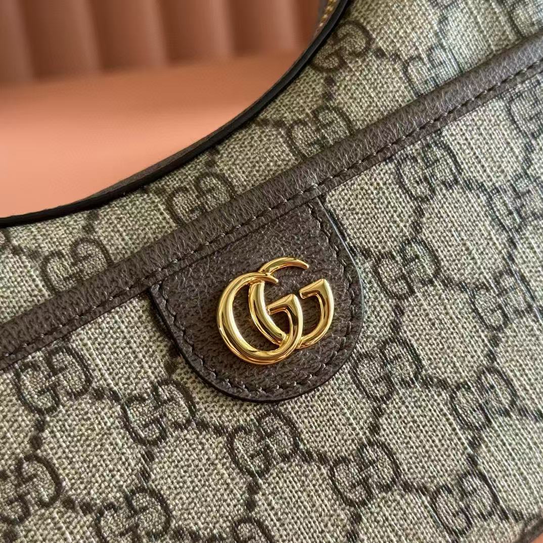 Gi Ophidia 20cm Bag Ebony mix Beige Canvas Leather