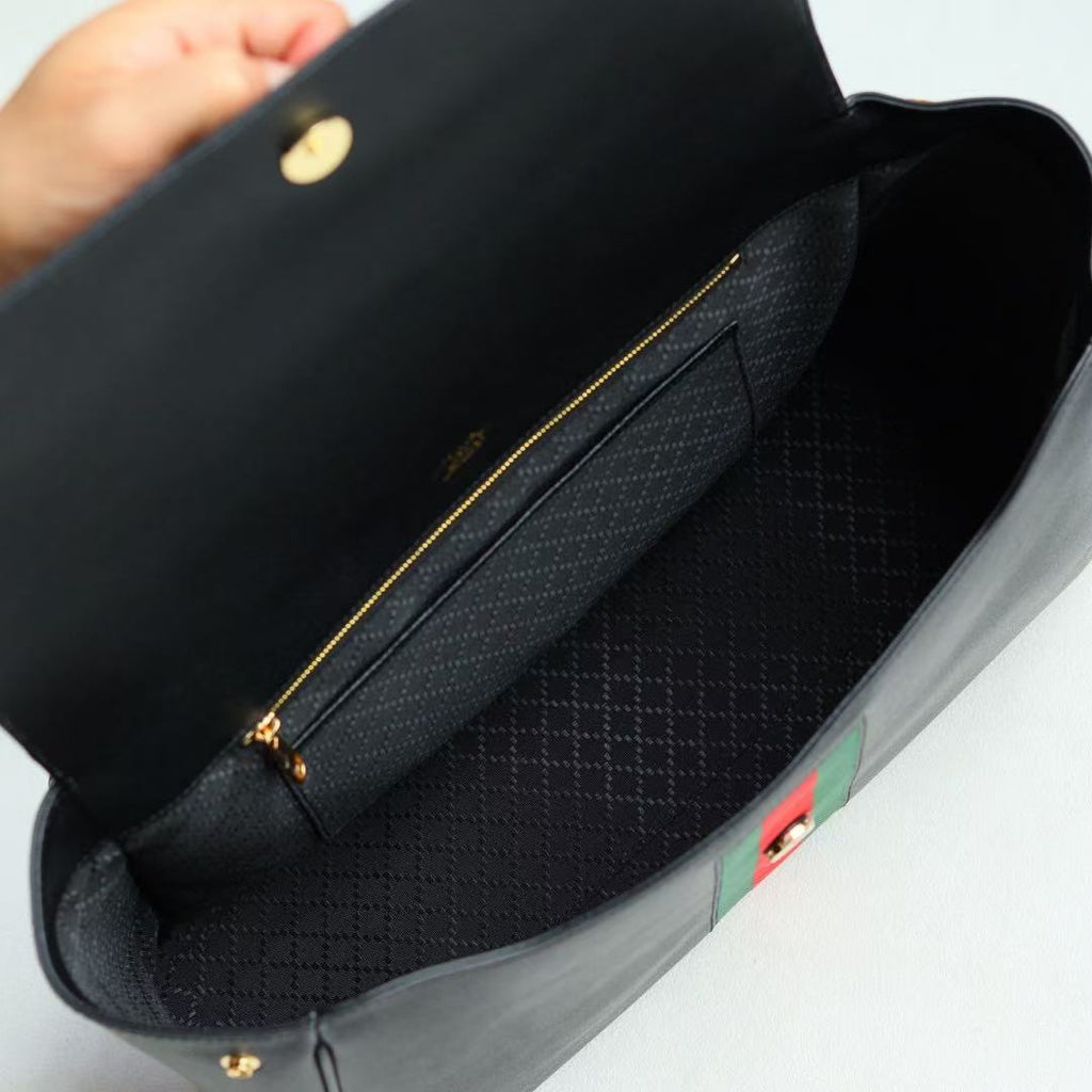 Gi Paparazzo Large Top Handle Bag 37cm Black Leather