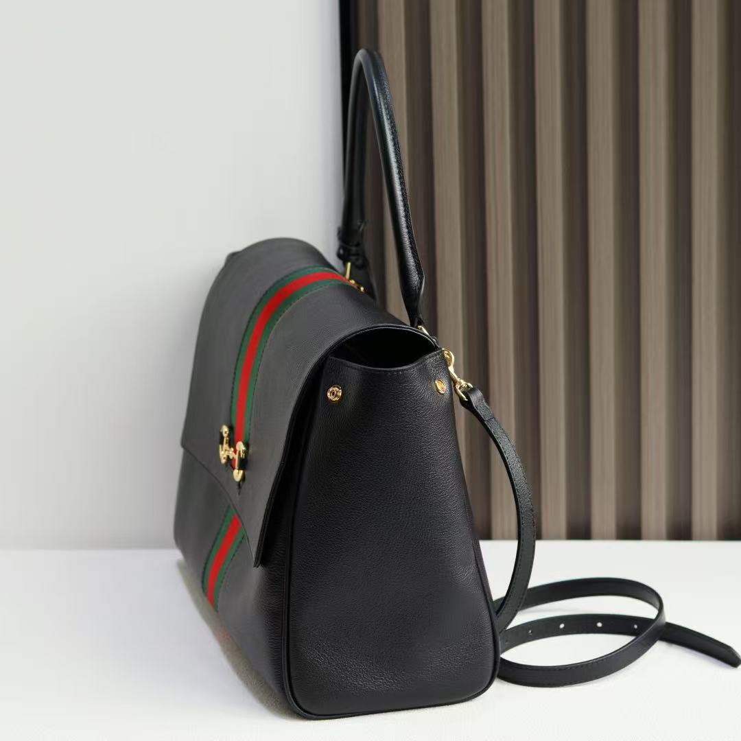 Gi Paparazzo Large Top Handle Bag 37cm Black Leather