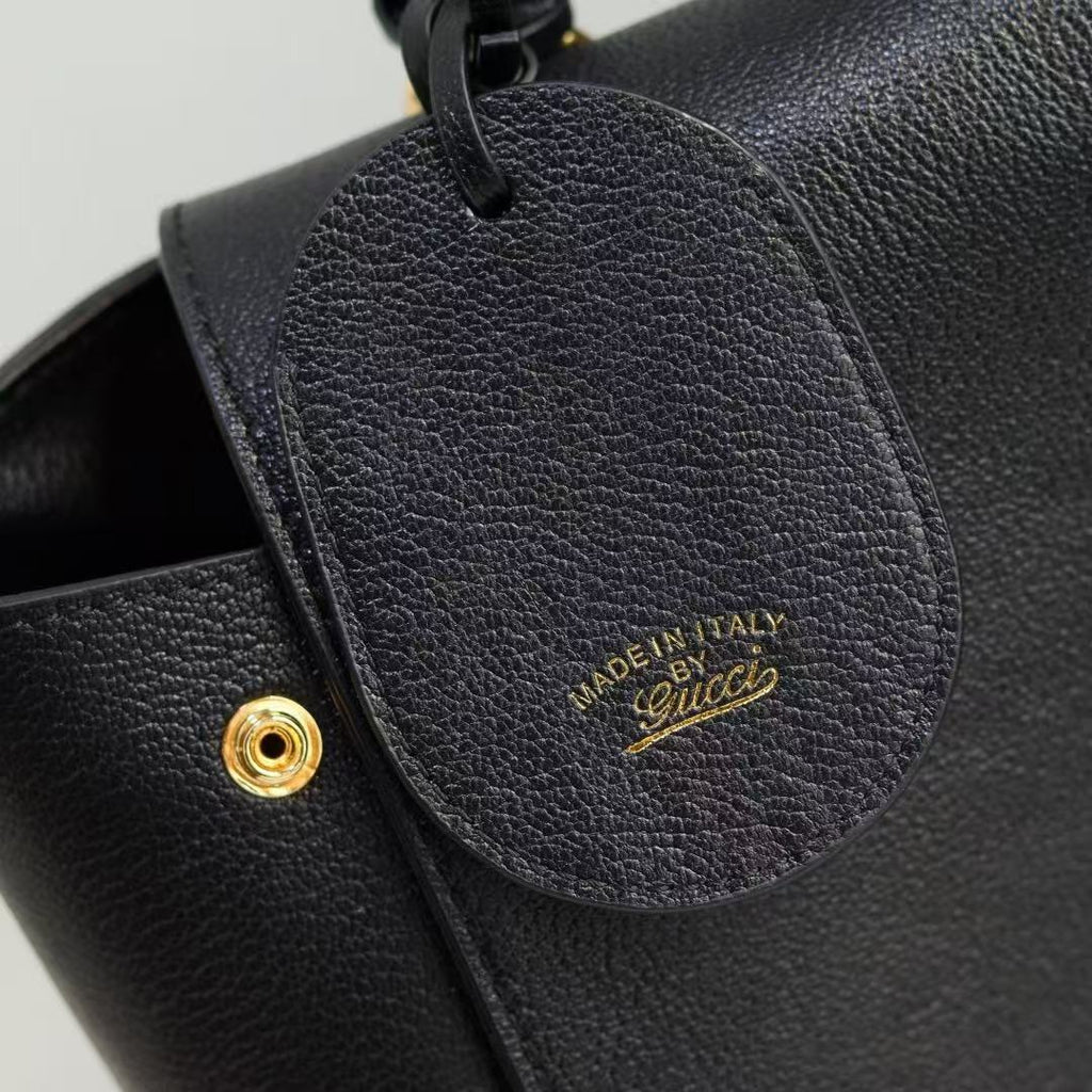 Gi Paparazzo Large Top Handle Bag 37cm Black Leather