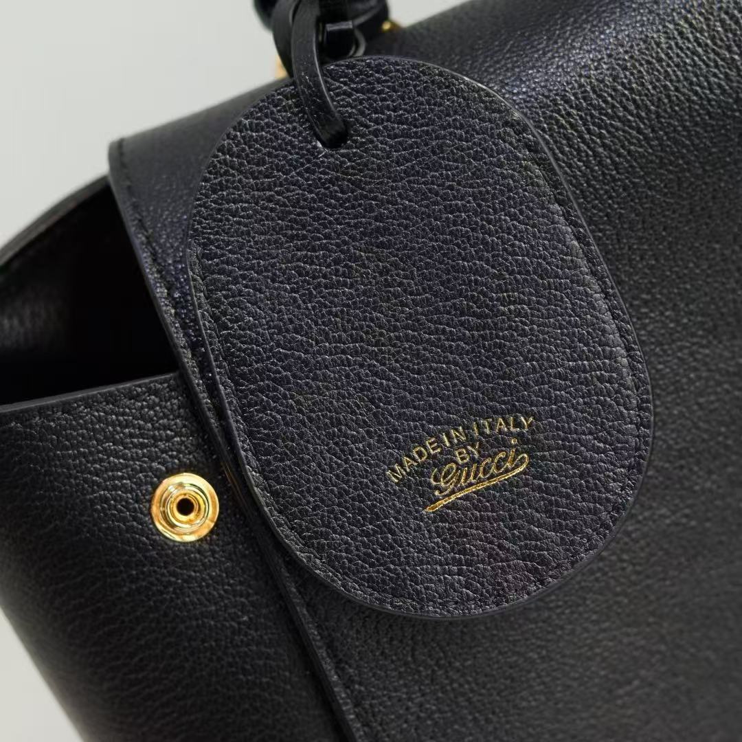Gi Paparazzo Large Top Handle Bag 37cm Black Leather