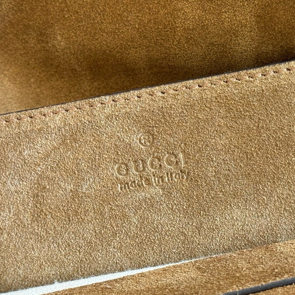 Gi Large GG Chain Shoulder Bag Brown Suede