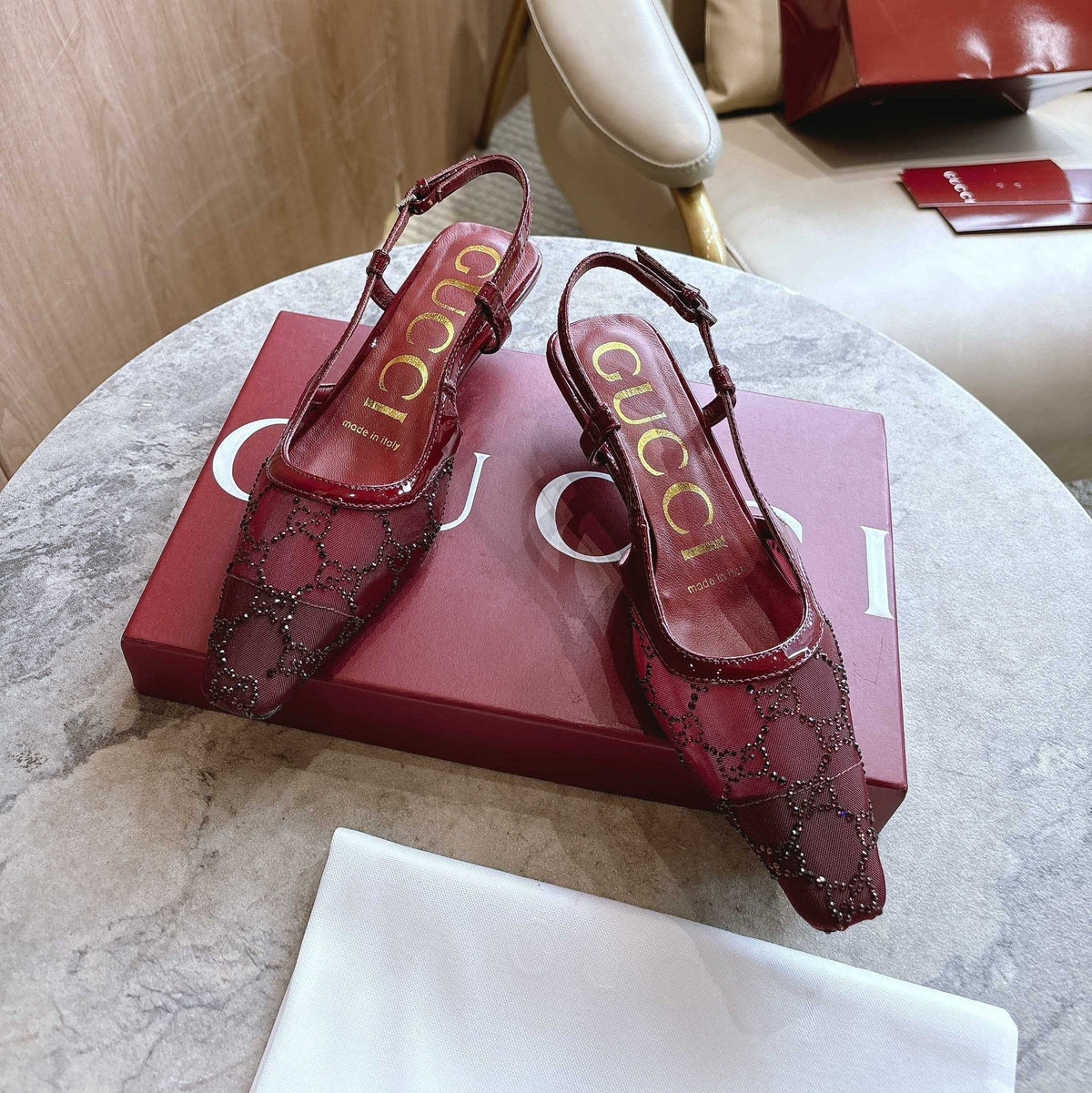 Gi Crystal-Embellished Slingback Pumps Mesh