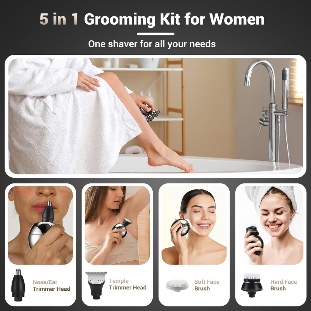 Rechargeable Wet/Dry Use Electric Razor Head &amp; Body Hair Shavers