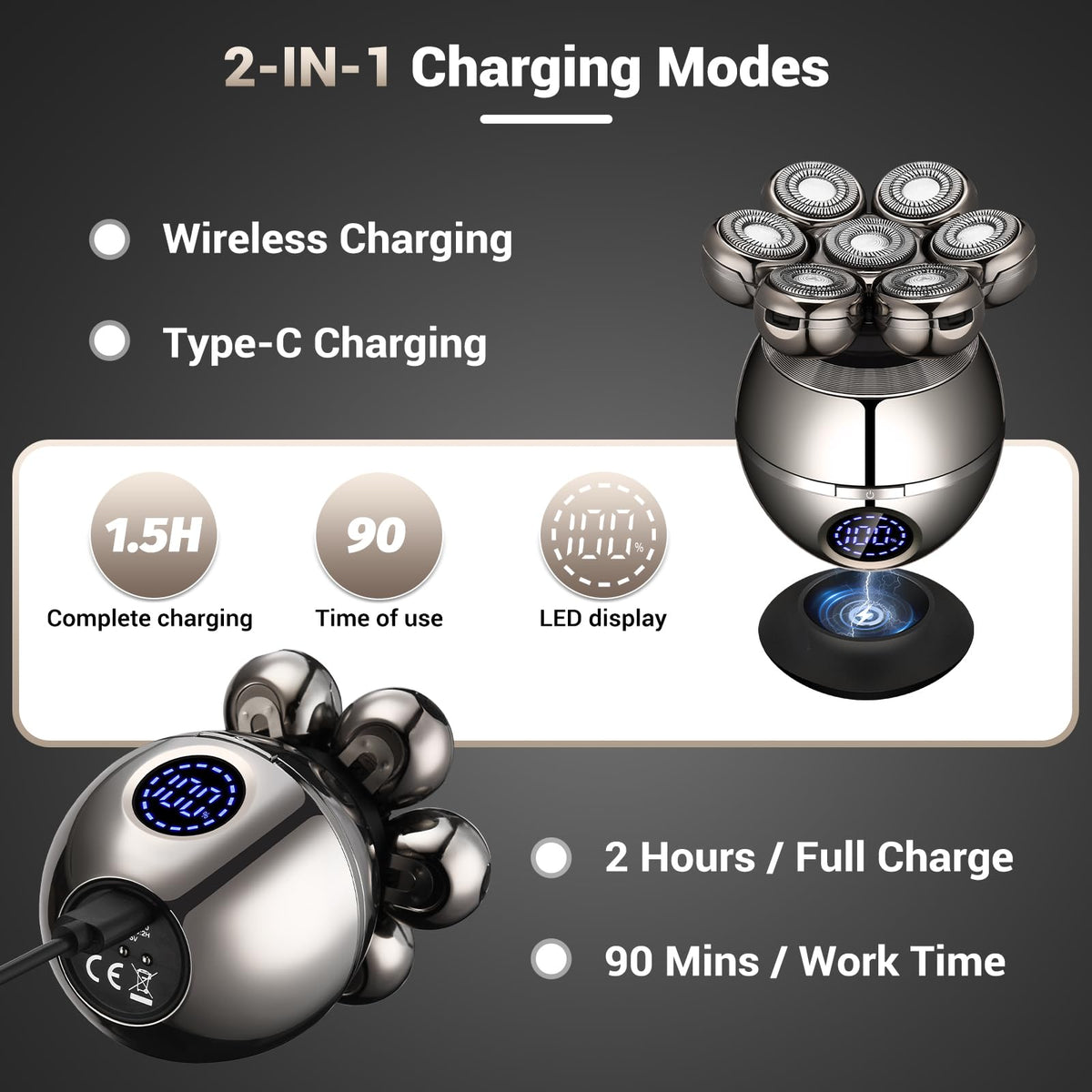 Rechargeable Wet/Dry Use Electric Razor Head &amp; Body Hair Shavers