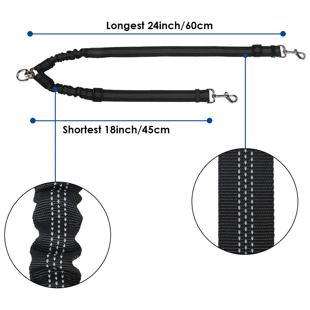 Double Dog Leash - Double Leash for Two Dogs No Tangle Design