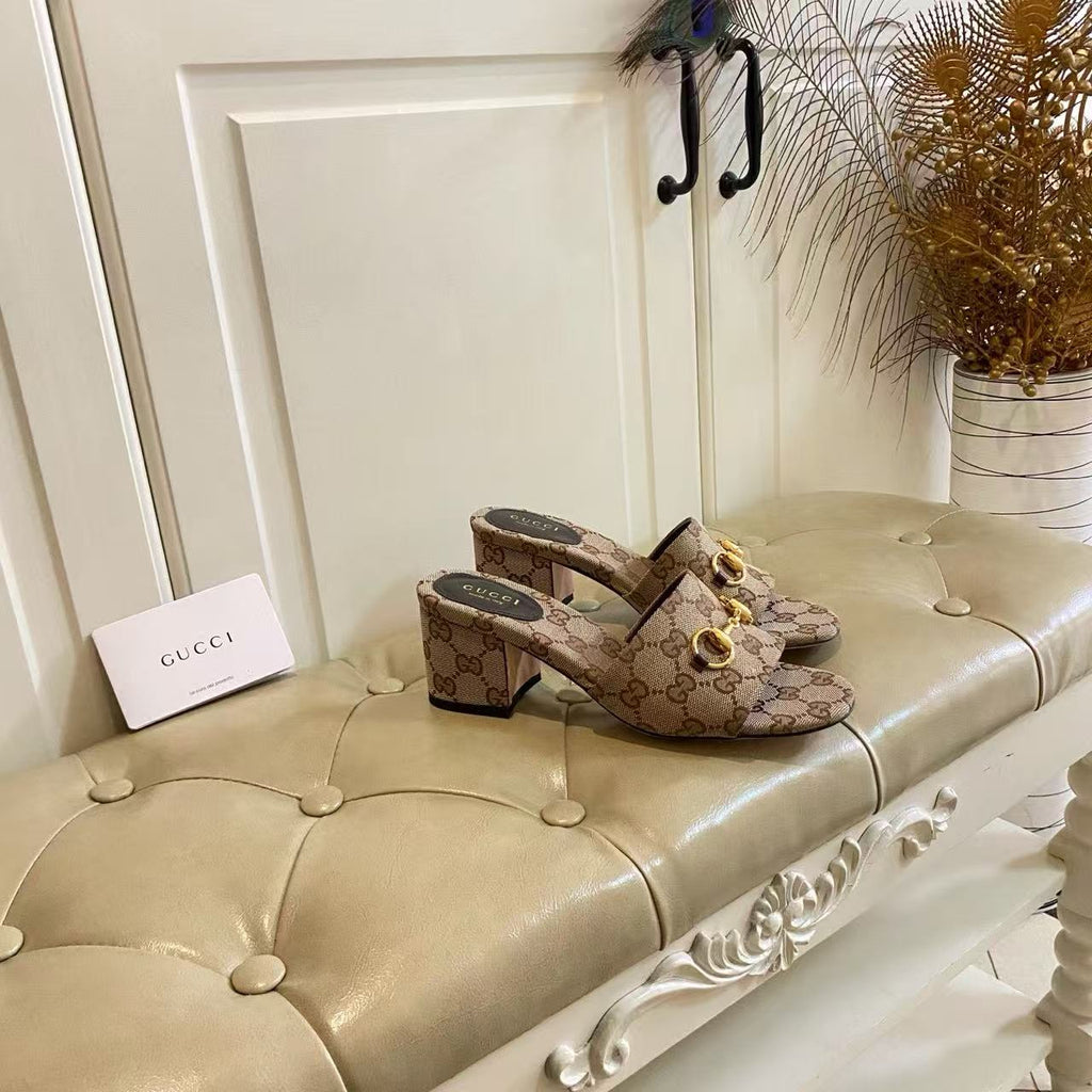 Gi 26s Sandal With Horsebit Beige Brown Canvas
