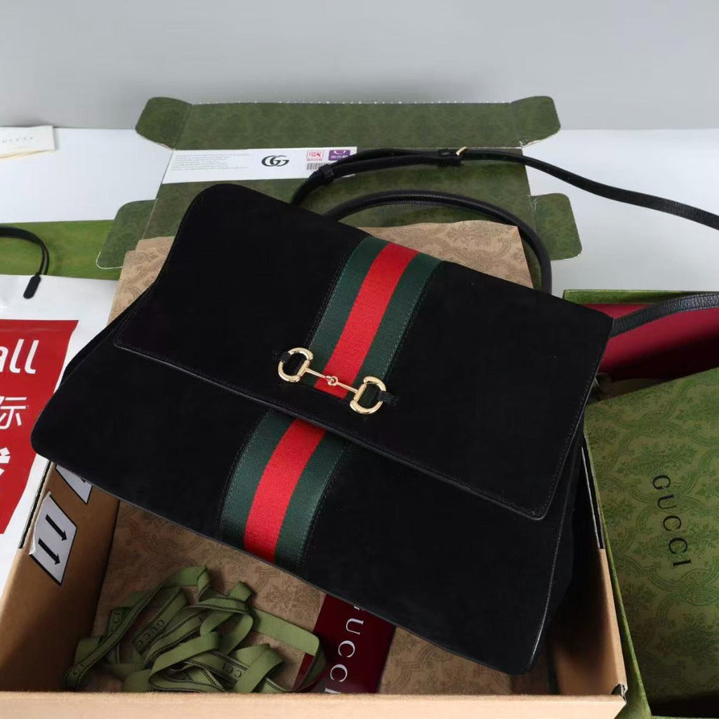 Gi 2026 Paparazzo Shoulder Bag 37cm Black Red Green Suede