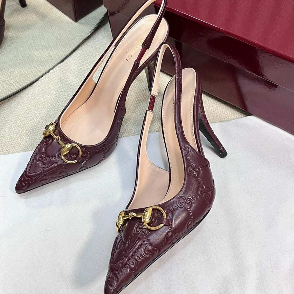 GC Horsebit Slingback Pump 100mm Embossed Sheepskin