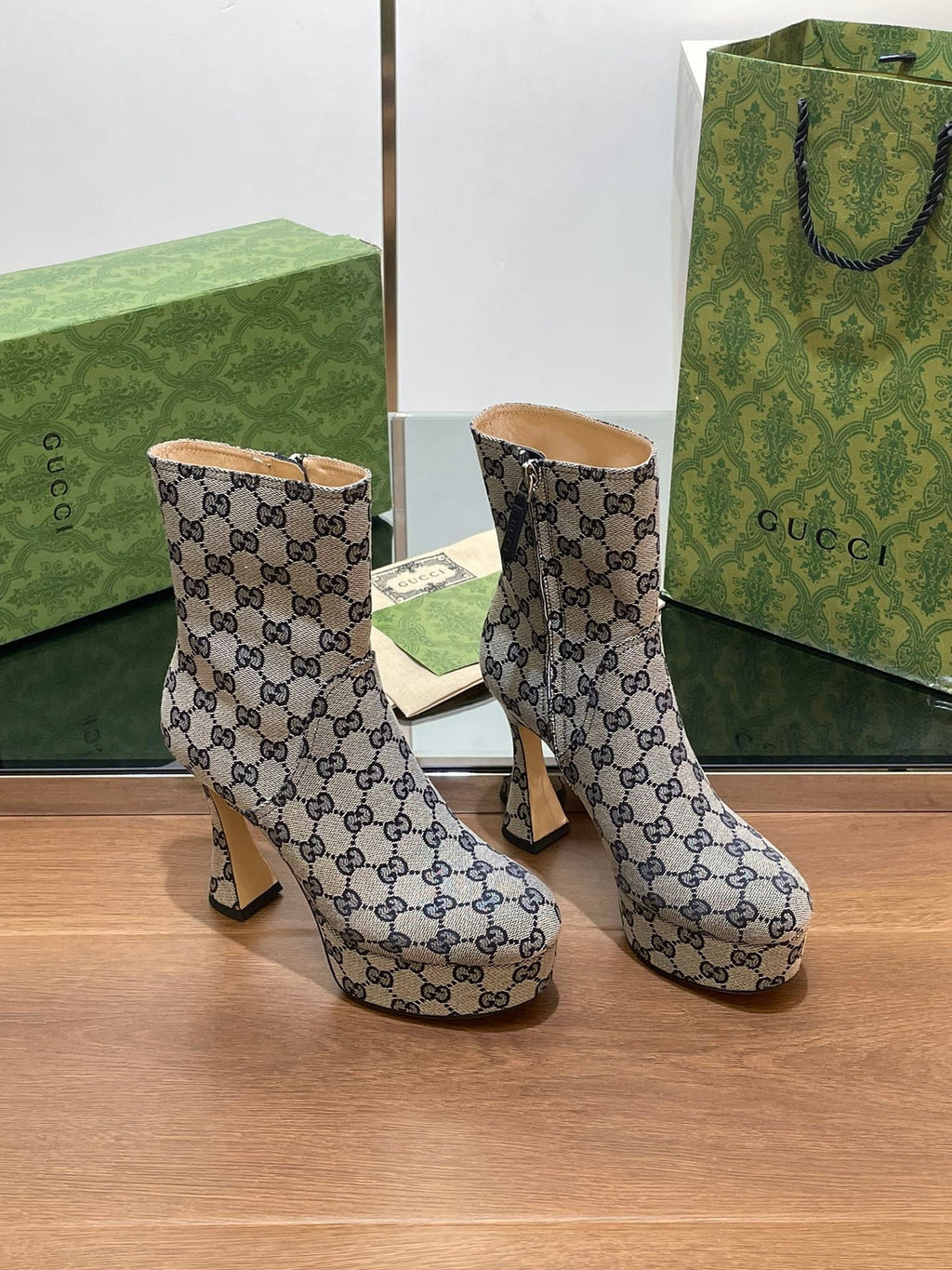 Gi SHORT BOOTS 11.5 CM IN MONOGRAM JACQUARD FABRIC