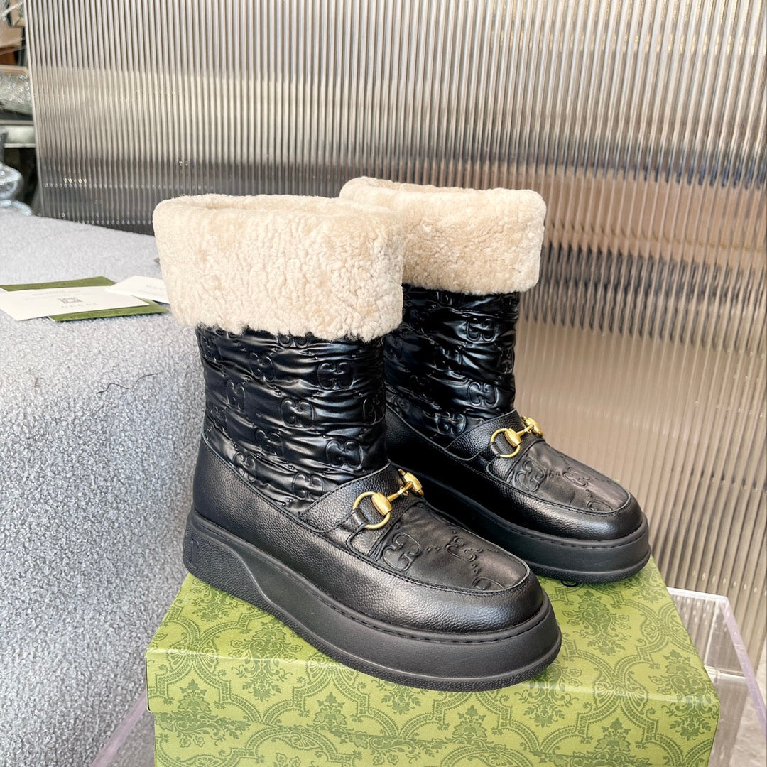 Gi2025 Monogram Boot Wool Canvas Calfskin