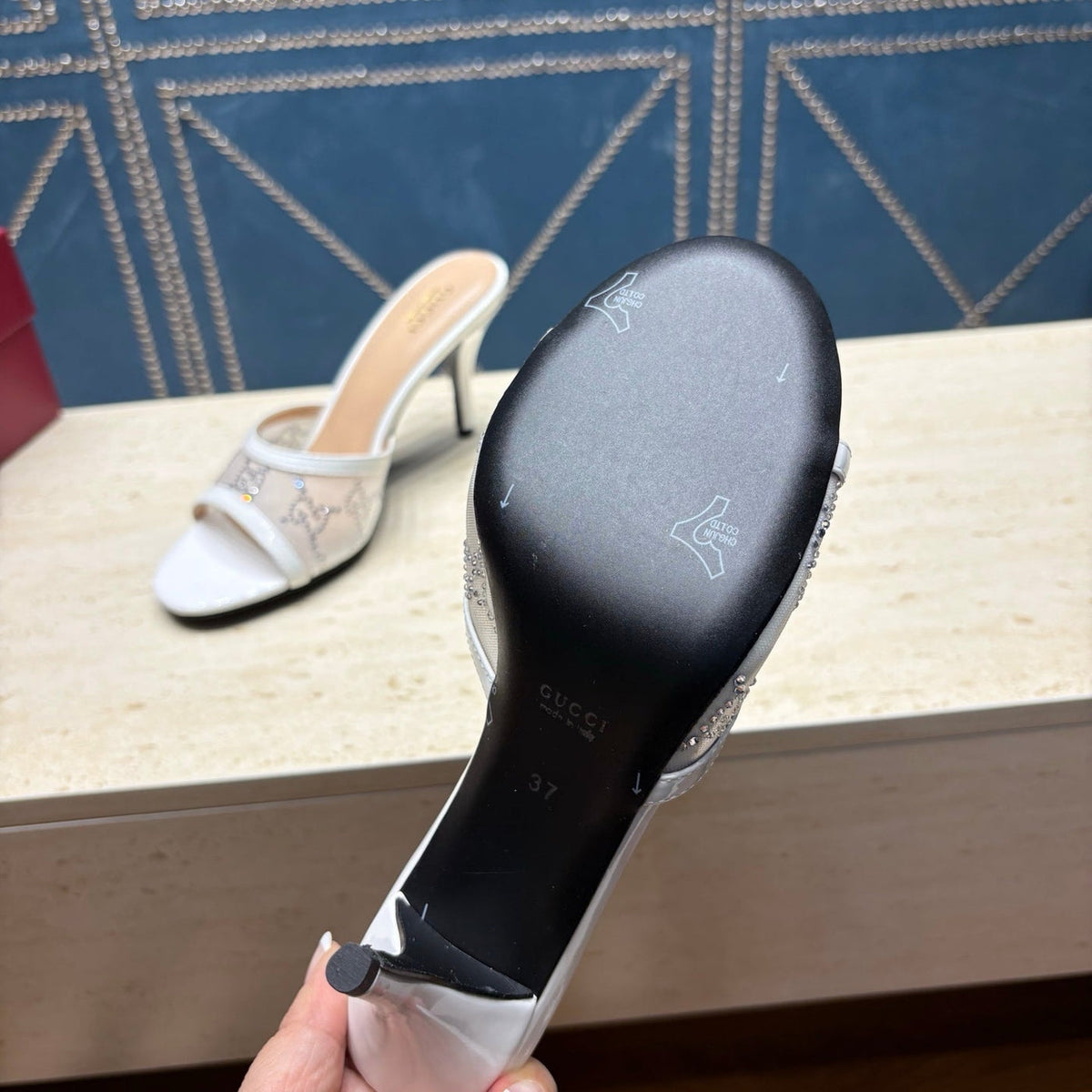 Gi Women's Crystal Slide 8.5cm Sandal Mesh Leather