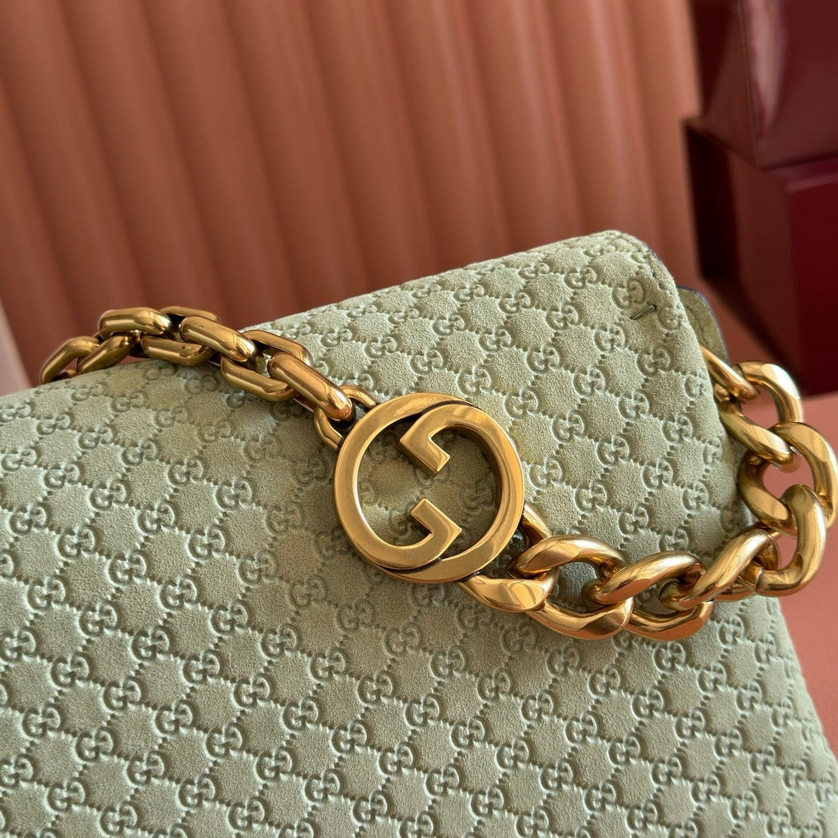 Gi Medium Shoulder Bag With Chain Suede