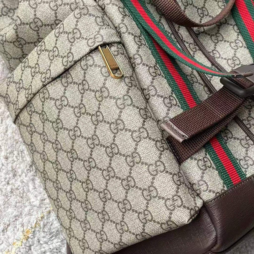 Gi Supreme Skateboard Backpack Brown Beige Leather Canvas