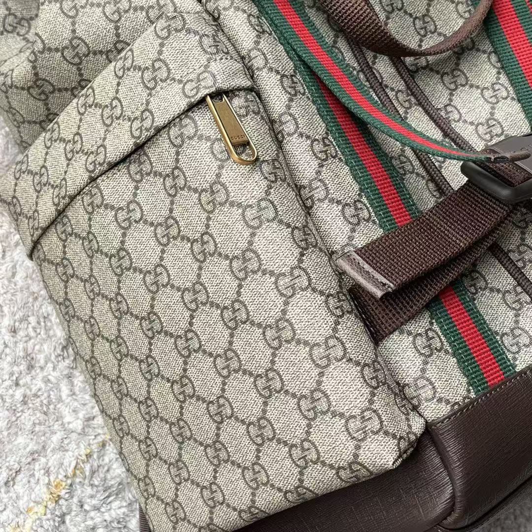 Gi Supreme Skateboard Backpack Brown Beige Leather Canvas